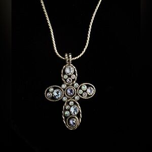Elegant Brighton Halo Cross necklace with Swarovski crystals